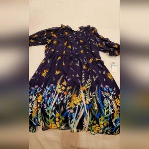 London Times, 16, Navy Floral, Knee Length Dress